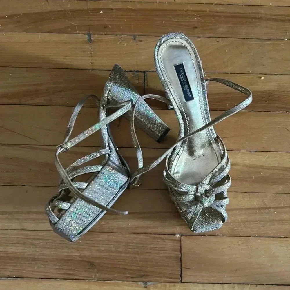 Dolce & Gabbana gold sparkly‎ platform  heels